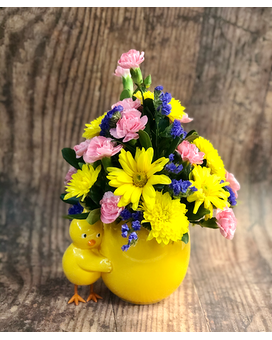 Chickadee Ceramic Keepsake Flower Arrangement