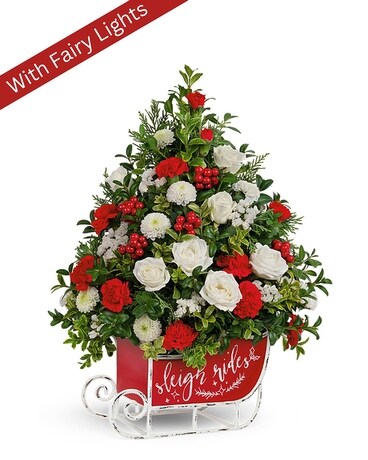 Teleflora's Festive Sleigh Tree Bouquet Flower Arrangement