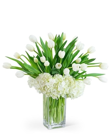 White Elegance Tulips Flower Arrangement