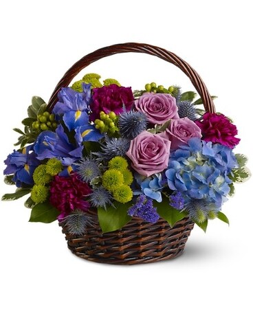 Twilight Garden Basket Flower Arrangement