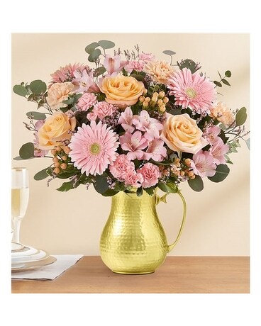 Arrangement in Hammered Bell Pitcher Flower Arrangement