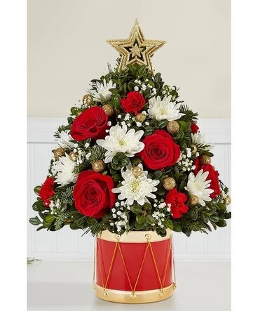 Holiday Boxwood Tree Flower Arrangement
