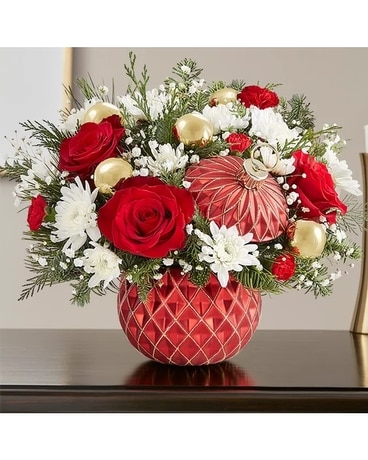 Sparkling Holiday Ornament Flower Arrangement