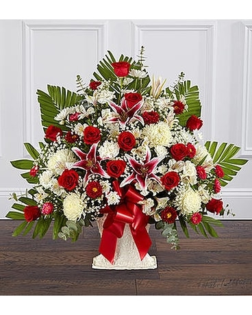 Traditional Funeral Basket Flower Arrangement