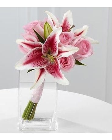 Pink Lily & Rose Bouquet Flower Arrangement