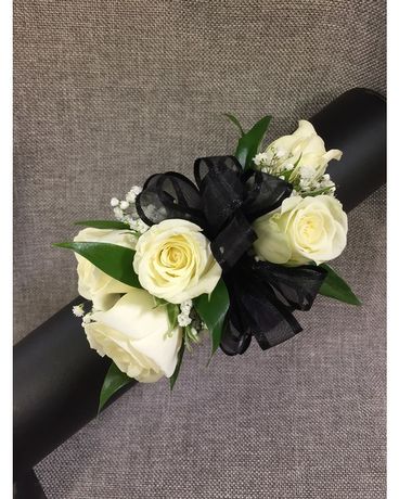 White Rose Wrist Corsage Flower Arrangement