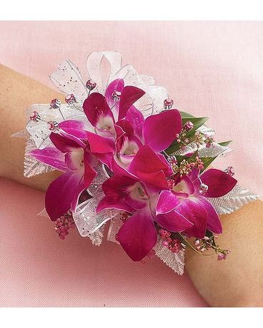 Orchid Wrist Corsage with Jewels Flower Arrangement