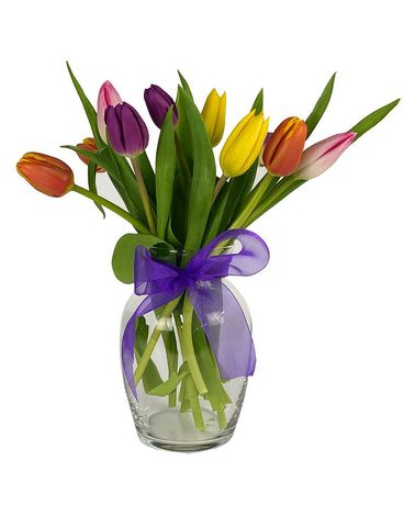 Rainbow Tulips Flower Arrangement