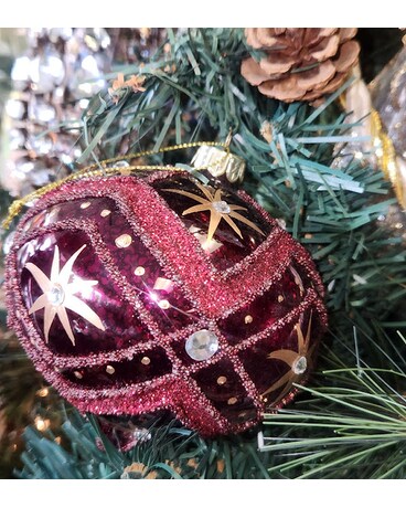 Burgundy Glass Ornament 6pc Gifts