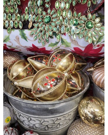 Red and Gold Glass Ornament 10pc Gifts