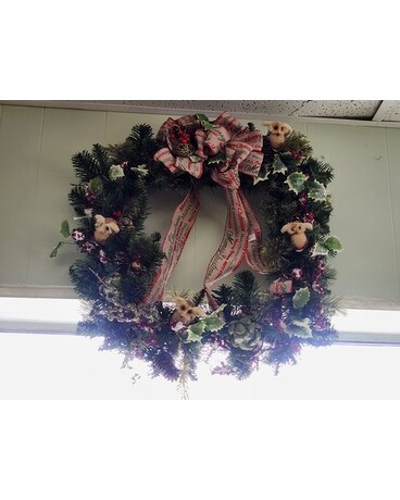 Seasonal Square Owl Wreath Specialty Arrangement