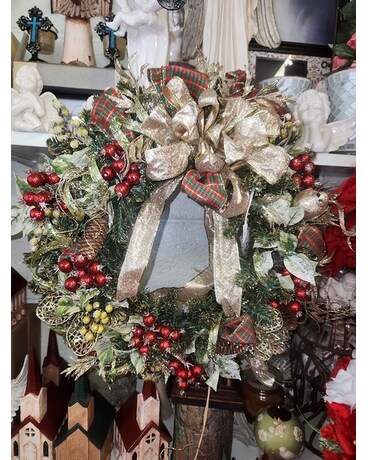 Festive Shimmering Wreath Specialty Arrangement