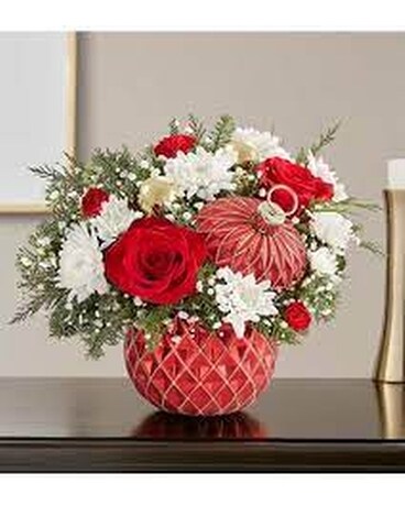 Sparking Holiday Ornament Flower Arrangement