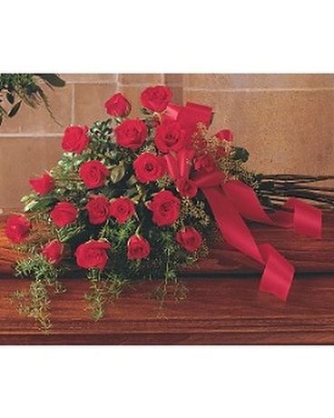 Red Rose Tribute Casket Spray Flower Arrangement