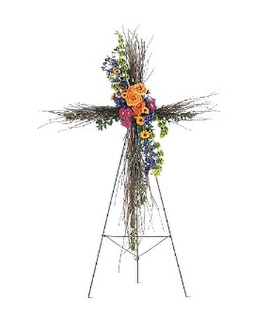 Birch Compassion Cross Flower Arrangement