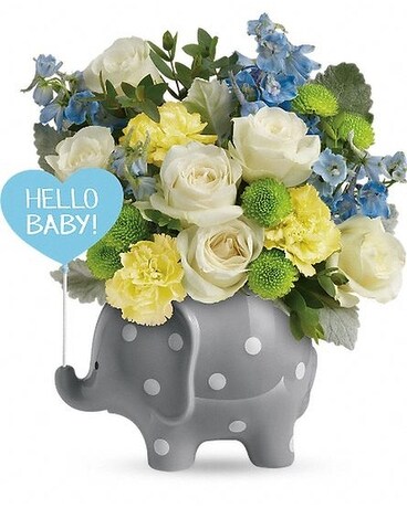 Hello Sweet Baby Blue Flower Arrangement