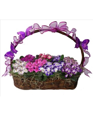 Violet Garden Basket Flower Arrangement