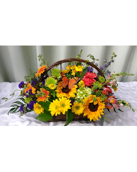 Vibrant Garden Basket Flower Arrangement
