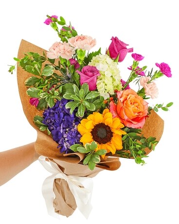 Wrapped Bouquet without Vase - Choose Your Color Flower Arrangement