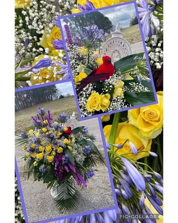 With Just a Cardinal Touch Flower Arrangement