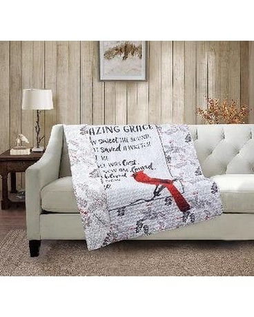 Cardinals - Amazing Grace TAPESTRY THROW Flower Arrangement