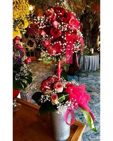 HOT PINK ROSE TOPIARY Custom product