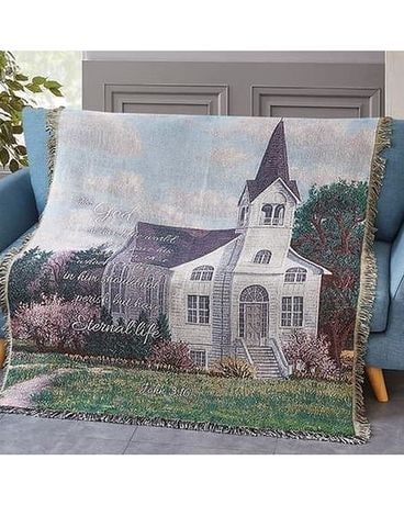 For God So Loved The World Tapestry Throw Flowers