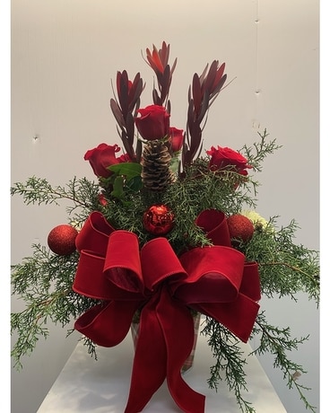Red Velvet Christmas Flower Arrangement