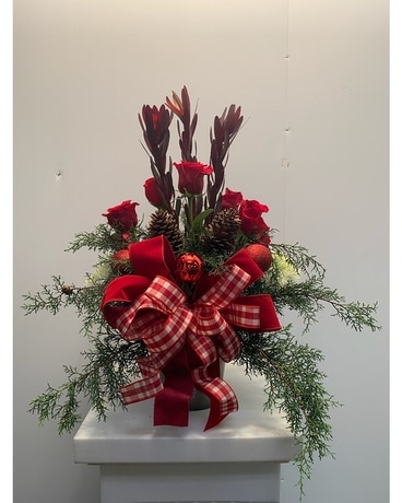 Plaid Christmas Flower Arrangement