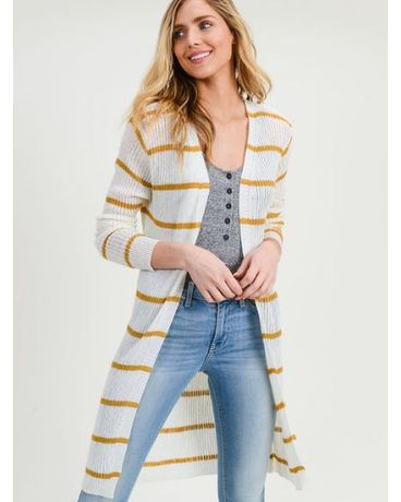 Ribbed XLong Open Cardigan Flower Arrangement