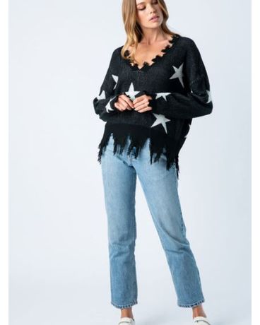 Distressed V-Neck Sweater Flower Arrangement