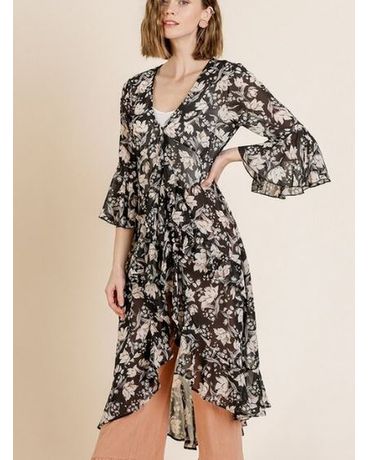 Sheer Floral Print Duster Flower Arrangement