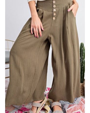 Striped Wide Leg Palazzo Pants Flower Arrangement