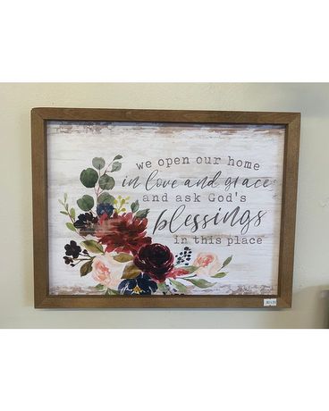 We Open Oue Home Framed Art Flower Arrangement
