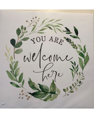 You Are Welcome Here Canvas Flower Arrangement