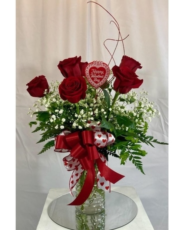 1/2 Dozen Roses size,  inches height and  inches wide.