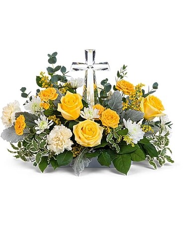 Crystal cross keepsake Flower Arrangement