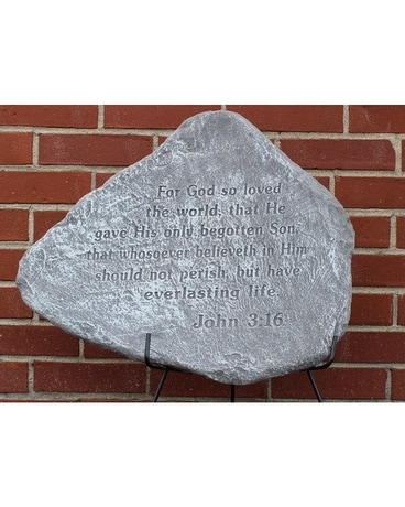 John 3:16 Stone with Easel Flower Arrangement