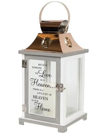 White Memory Lantern Flower Arrangement