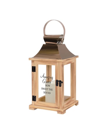 Wood Sympathy Lantern Flower Arrangement