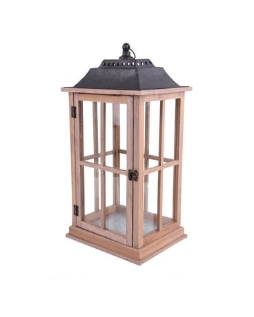 Wood Lantern Flower Arrangement