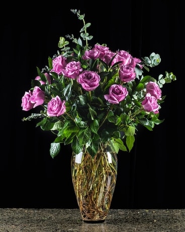 Purple Roses Flower Arrangement