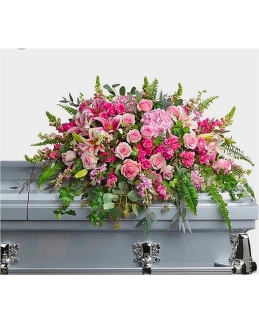Pink & Lavendar Casket Spray Flower Arrangement