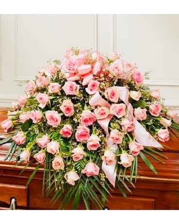 Pink Sympathy Rose Casket Spray Funeral Casket Spray Flowers