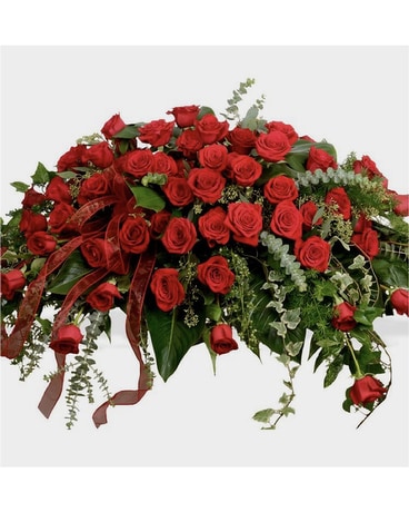 Timeless Red Rose Casket Spray Funeral Casket Spray Flowers
