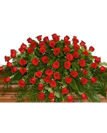Red Garden Casket Spray Funeral Casket Spray Flowers