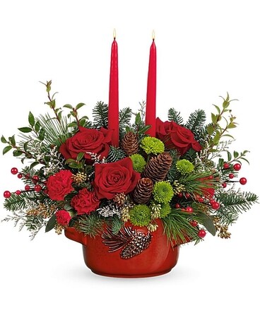 Artisanal Pinecone Centerpiece Flower Arrangement