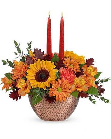 Autumn Copper Centerpiece Flower Arrangement