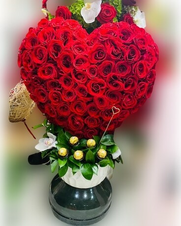 Forever Heart of Red Roses Flower Arrangement