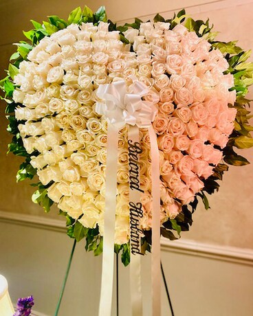 A & M White Rose Beloved Heart Flower Arrangement
